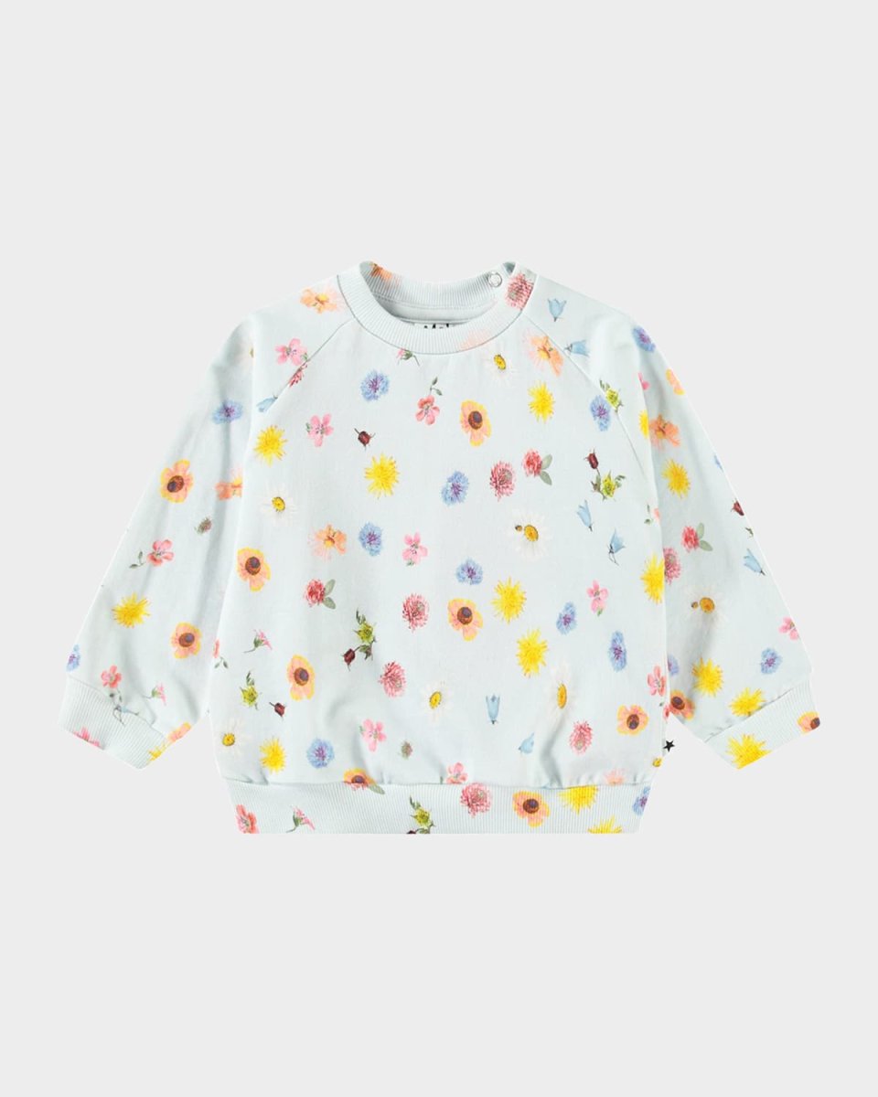 Girl's Disc Floral-Print Sweatshirt, Size 3M-